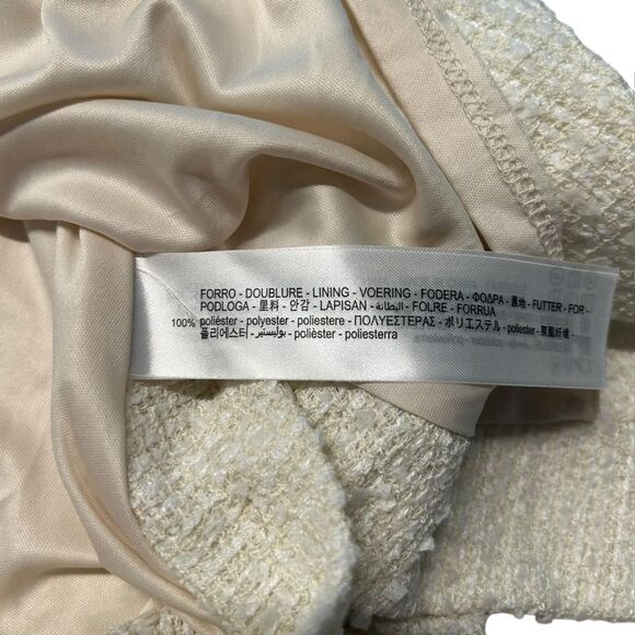 Zara Size S Bouclee Tweed Sleeveless Mini‎ Dress Cream White Coquette Feminine - Picture 7 of 11